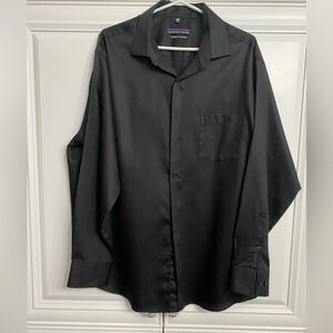 EUC MEN’S GEOFFREY BEENE CLASSIC FIT NO IRON BLACK LONG SLEEVE SHIRT 17 1/2